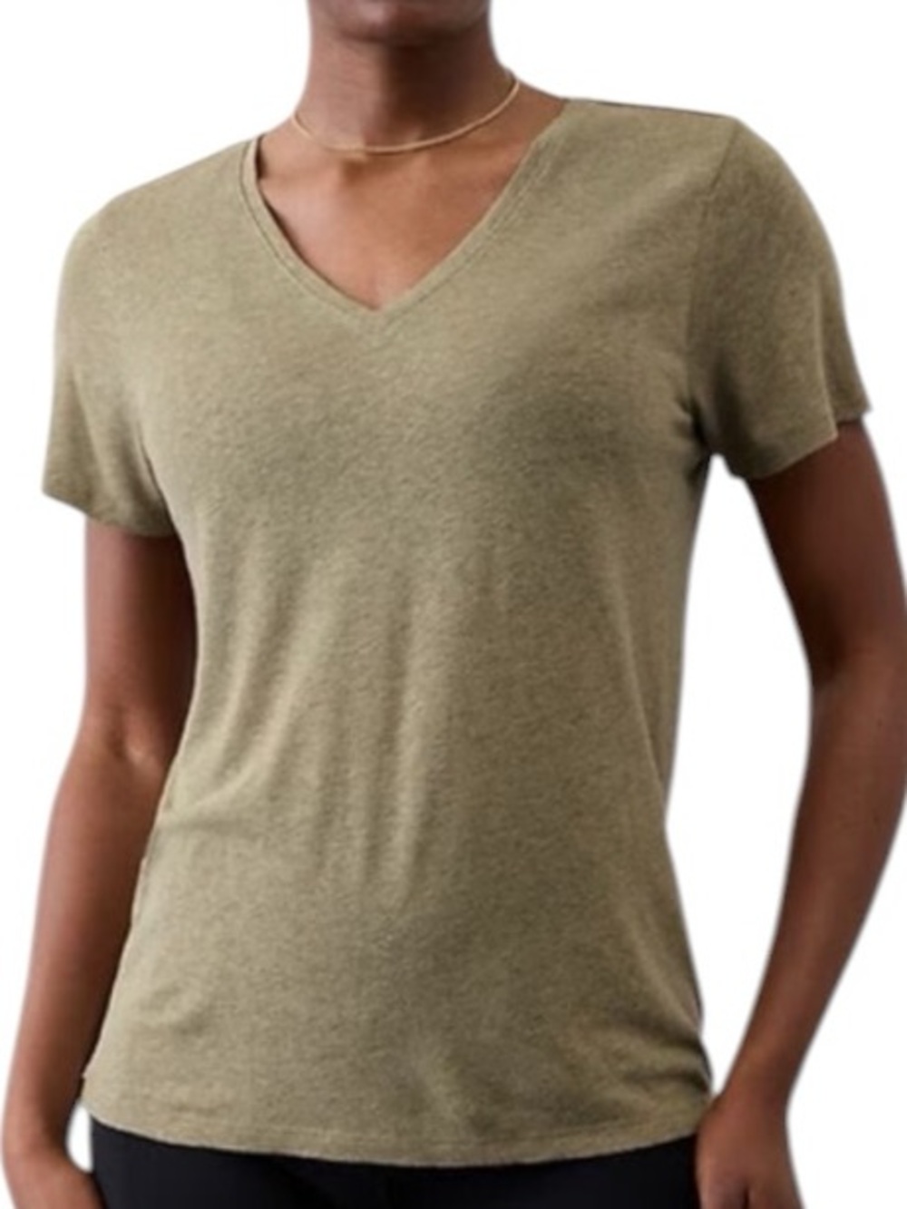 Athleta Women’s Breezy Scoop V-Neck Tee/ Top in green size small